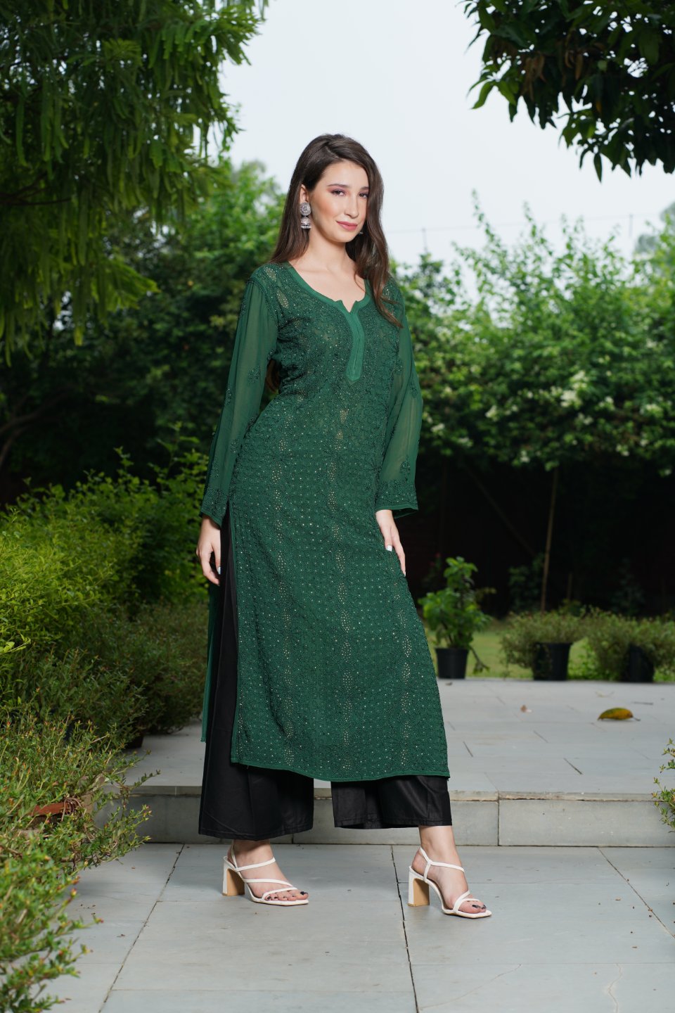 chikankari mukaish work authentic kurti 