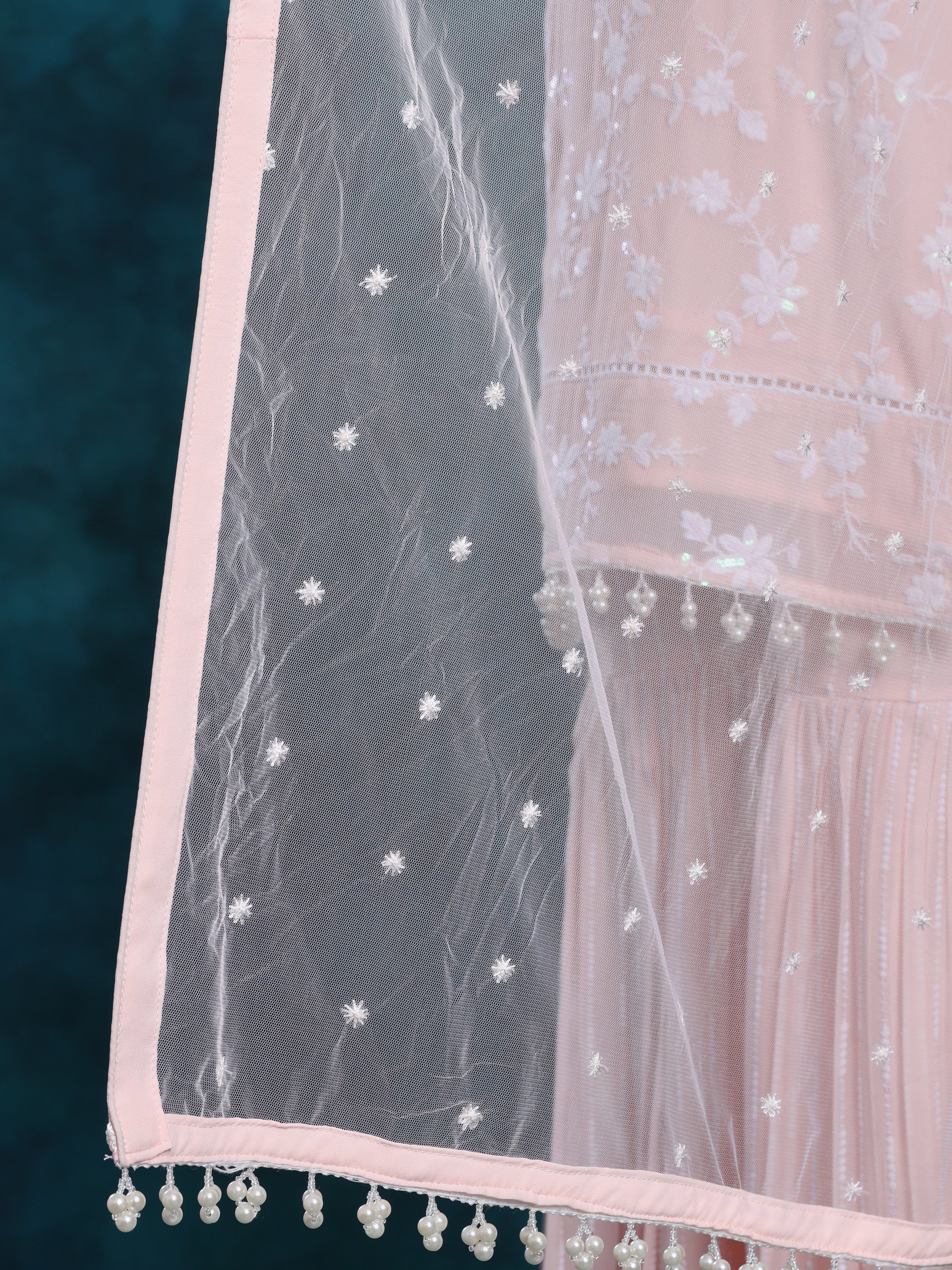 Pink Embroidered Sequin Gharara Set