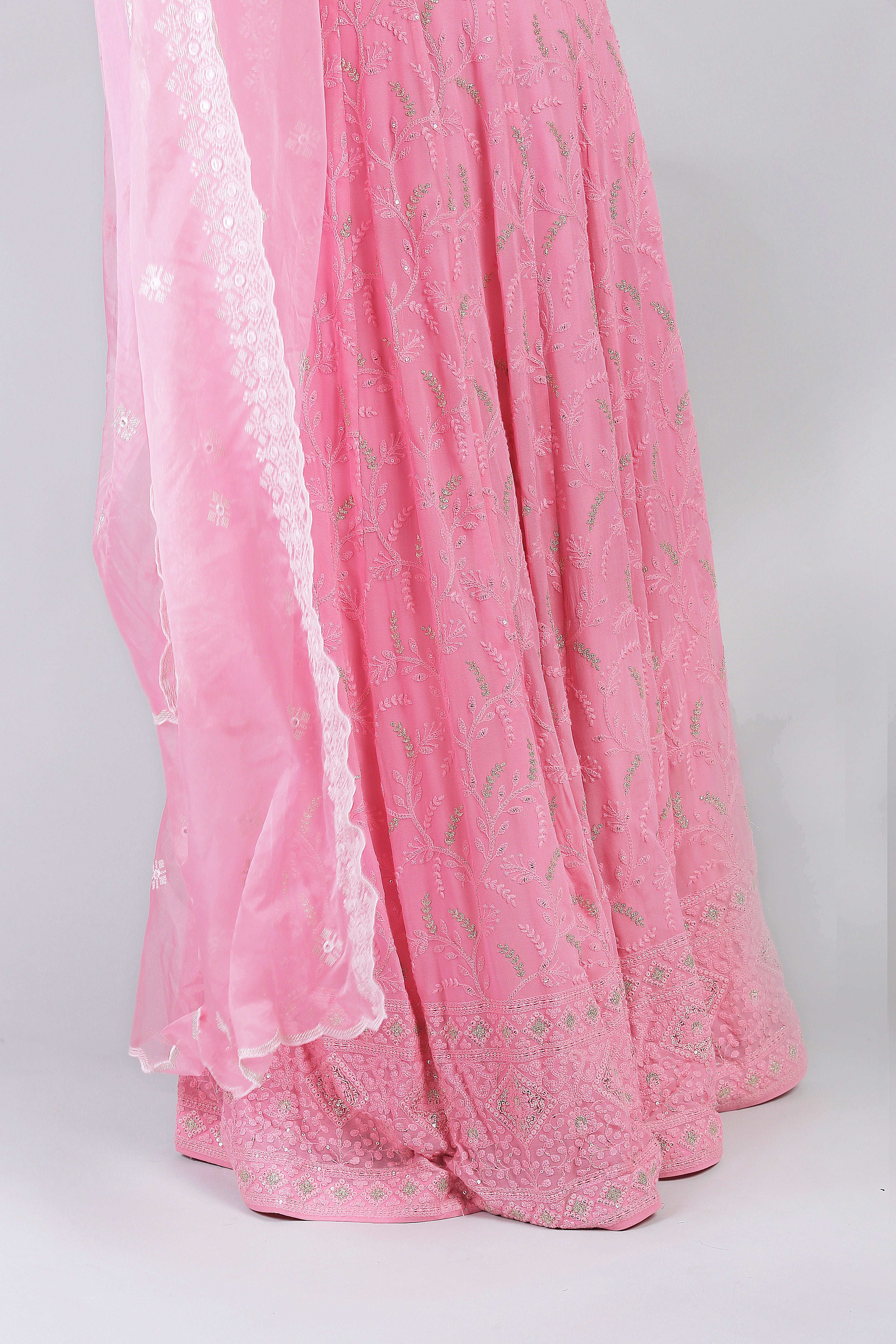 Saadgi Pure Georgette Chikankari with Sequin & Zari work Stitched Anarkali with pure crape lining and dupatta, chicken, chikan kurti, chikan suit, chikankari kurta for women, chikankari kurta, chikankari kurta set, chikankari short kurti, chikankari suit set, gharara, chikankari suits, hand crafted, lakhnavi kurti, lucknowi chikankari kurti, lucknowi kurti, lucknowi chikankari saree