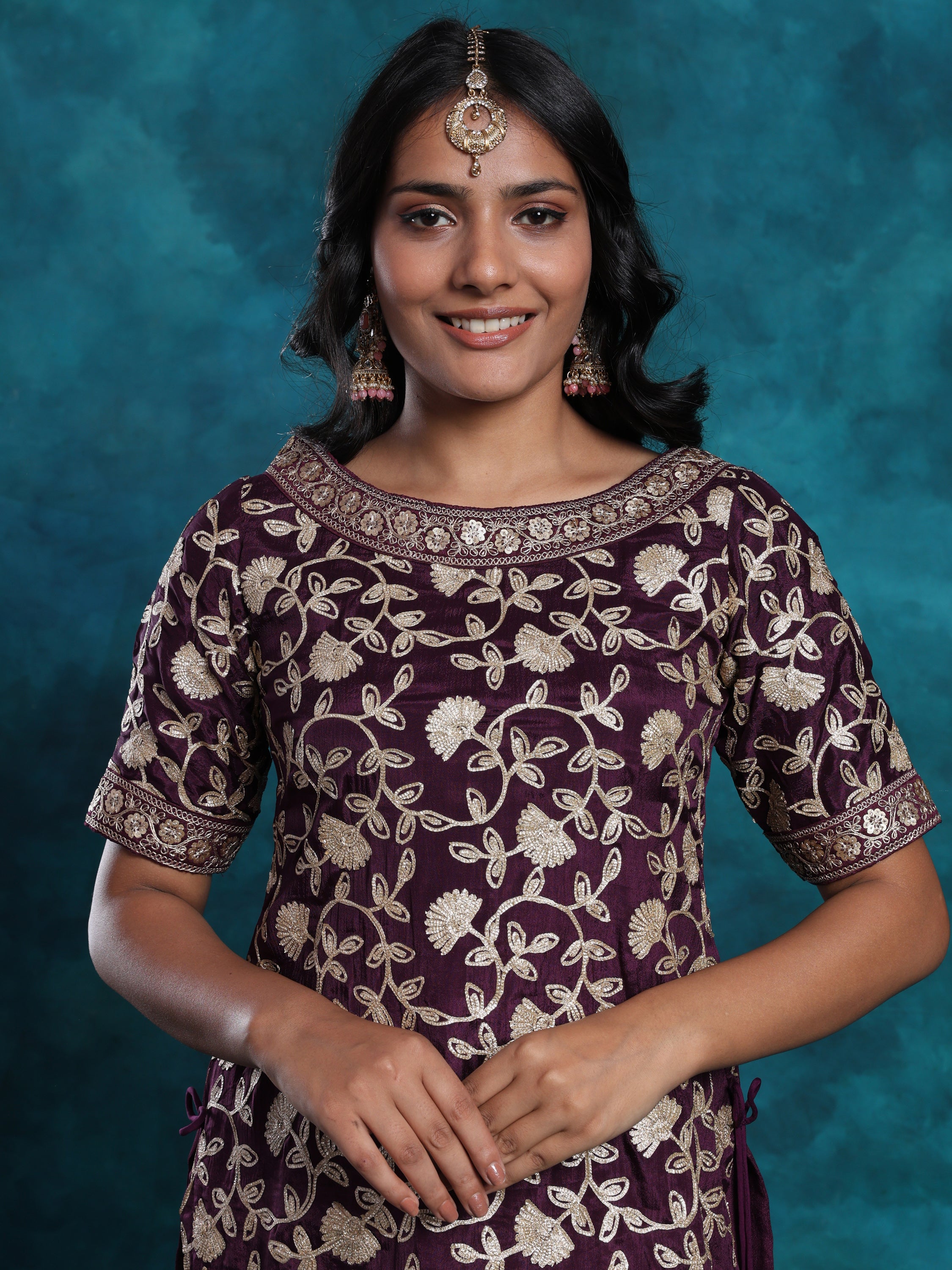 Sea Green Embroidered Sequin Gharara Set