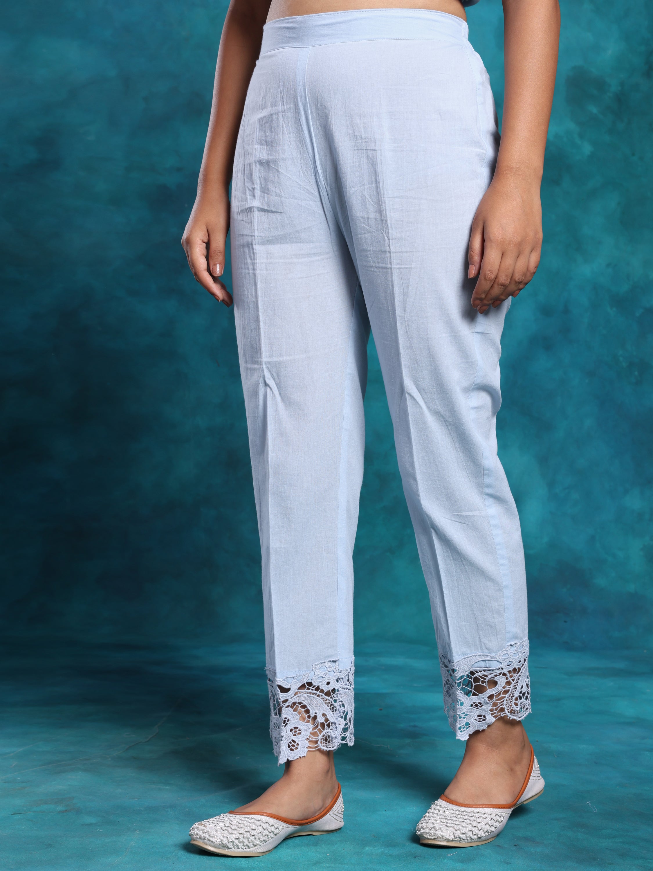 Dual Shade Crochet Pakistani Style Schiffly Chikan Suit